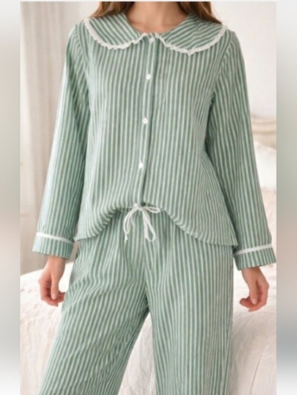 Viral Rachel Ashwell Striped Cotton Pajama Set Cottage Core Cozy Holiday